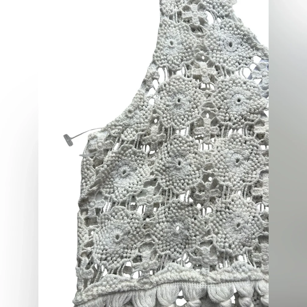 SHYANNE Crochet Fringe Cream Top - Picture 6 of 7